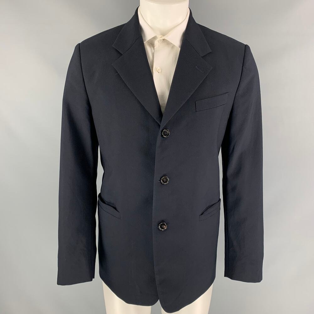 MARNI Size 40 Navy Wool Notch Lapel Sport Coat